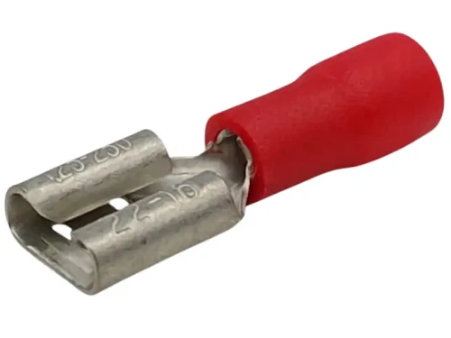 Konektor z izolowaną tulejką 6,3 czerwony 100 sztuk