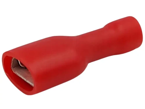 Konektor żeński izolowany 6,3 czerwony 100 sztuk