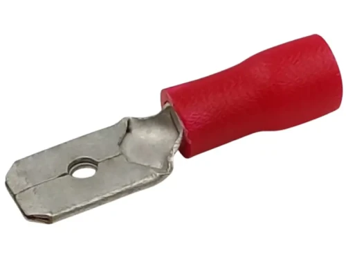 Końcówka konektorowa męska czerwona 6,3 100 sztuk