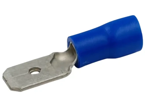 Konektor męski izolowany 6,3 niebieski 100 sztuk