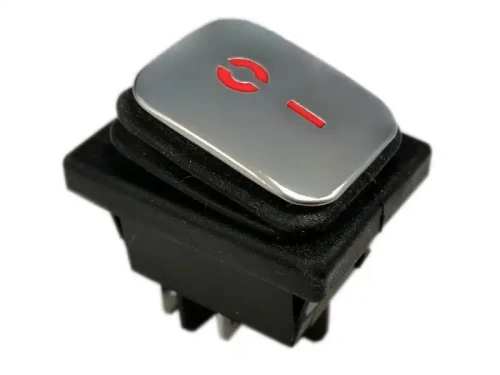 Przełącznik 12V 20A podświetlany czerwony srebrny klawisz