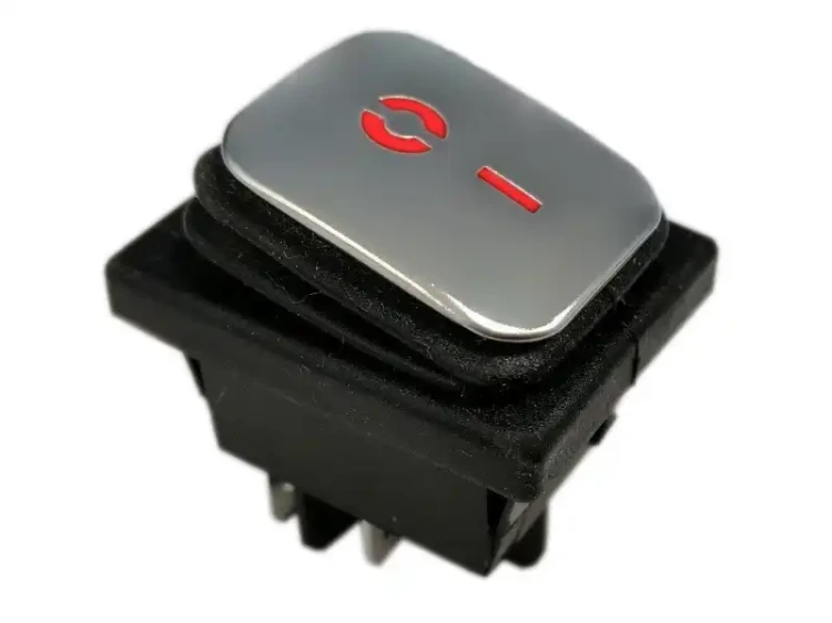 Przełącznik 12V 20A podświetlany czerwony srebrny klawisz