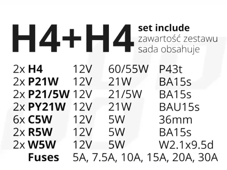Zestaw żarówek samochodowych H4 i bezpieczników - 3