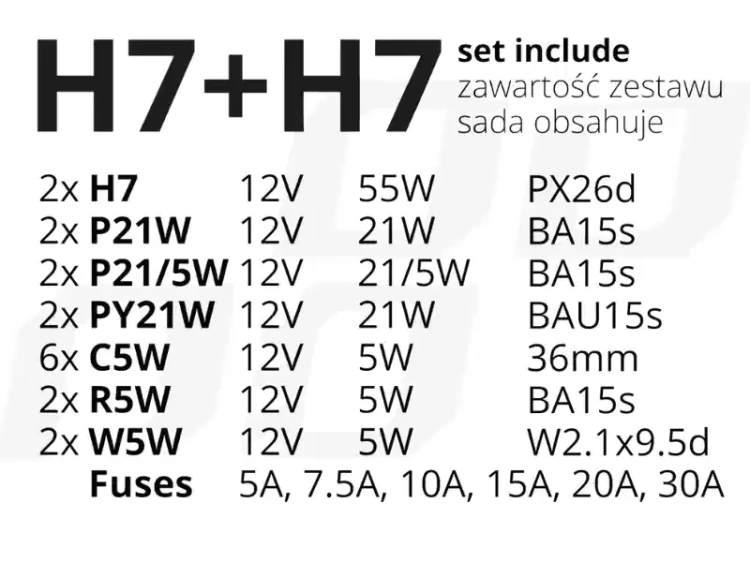 Zestaw żarówek samochodowych H7 i bezpieczników - 3
