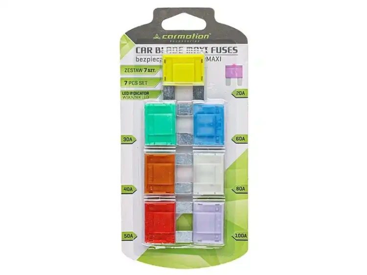 Zestaw bezpieczników samochodowych MAXI LED 7 sztuk