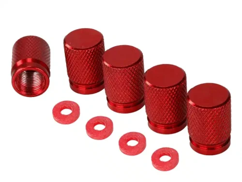 Nakrętki na wentyle czerwone - 5 sztuk - 1