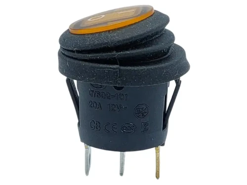 Przełącznik hermetyczny 12V 20A żółty okrągły 2-pozycyjny_1