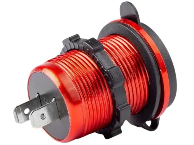 Gniazdo USB do samochodu 12V/24V czerwone aluminiowe_2