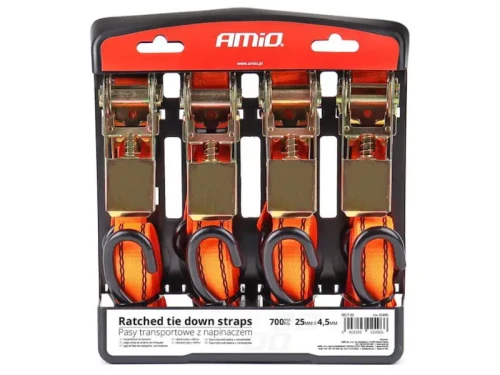 Pasy transportowe z hakami i ściągaczami 4,5m 700kg 4 szt.