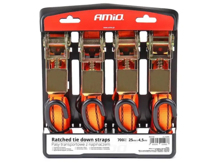 Pasy transportowe z hakami i ściągaczami 4,5m 700kg 4 szt.