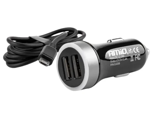 Ładowarka samochodowa USB z kablem microUSB_2
