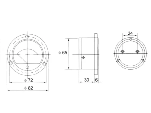 Woltomierz samochodowy okrągły 12V i 24V - wymiary