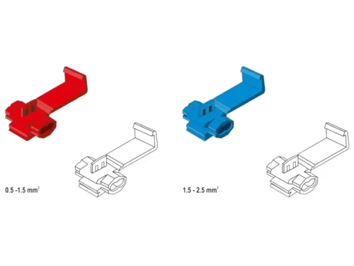 Zestaw czerwonych i niebieskich szybkozłączek elektrycznych YATO 50 szt. specyfikacja