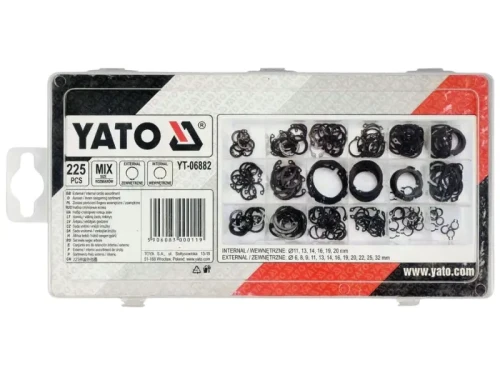 Pierścienie segera zewnętrzne i wewnętrzne zestaw 225 szt. YT-06882 YATO zestaw