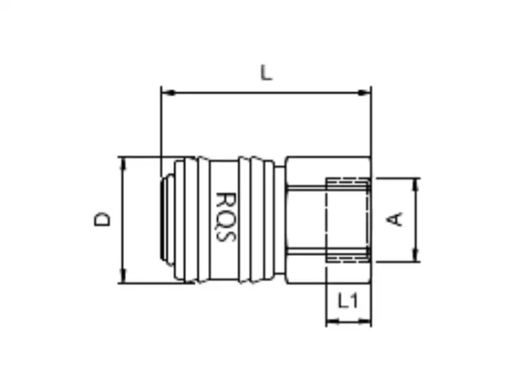 Szybkozłącze pneumatyczne gniazdo 1/2 gwint wewnętrzny wymiary