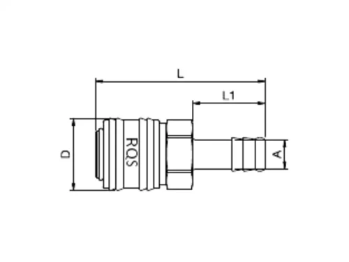 Gniazdo szybkozłącza na wąż 9mm typ 26 wymiary