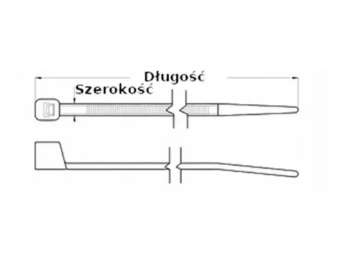 Opaska trytytka 150x2,5 100szt wymiary