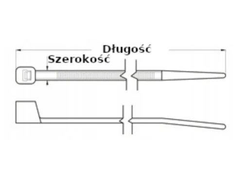 Opaska kablowa trytytka 200x2,5 op.100szt. wymiary