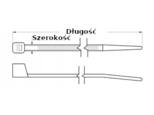 Opaska trytytka czarna 200x4,8 100szt. wymiary