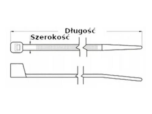Opaska plastikowa trytytka czarna 380x4,8 100szt. wymiary