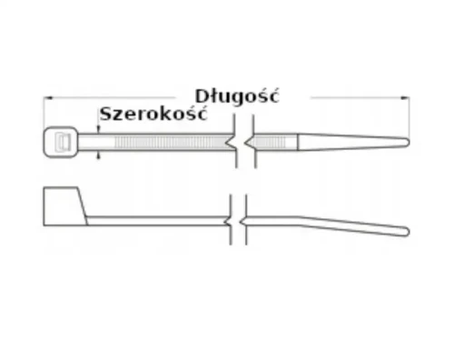 Opaska kablowa trytytka czarna 380x7,6 100szt. wymiary