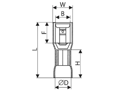 Konektor żeński izolowany 6,3 czerwony 100 sztuk wymiary
