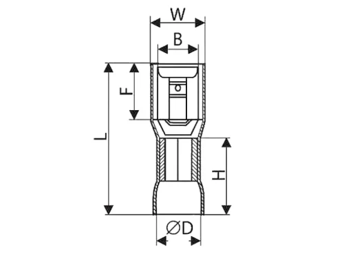 Konektor żeński izolowany 6,3 100 sztuk wymiary