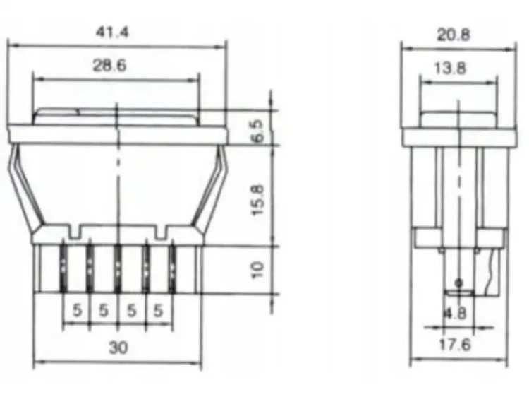 Przełącznik do szyb z logo 12V 20A - wymiary