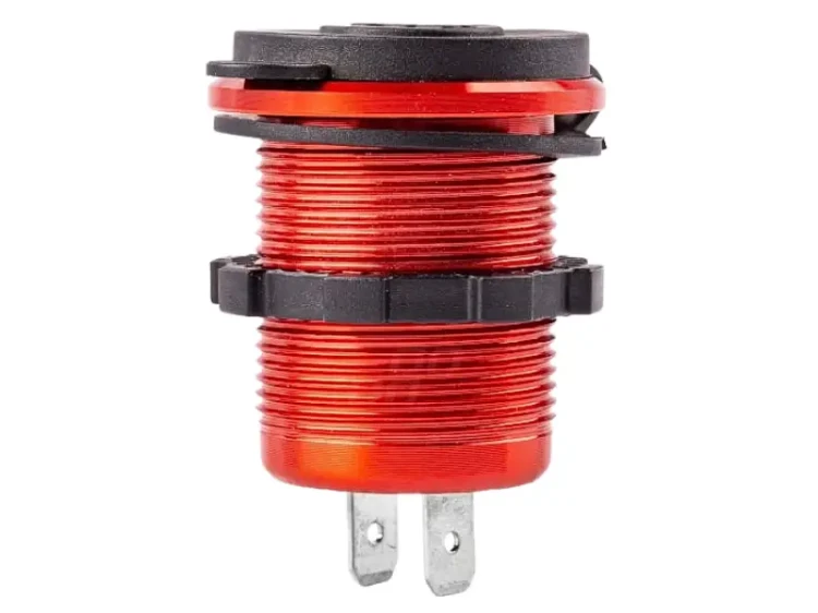Gniazdo USB do samochodu 12V/24V czerwone aluminiowe_3