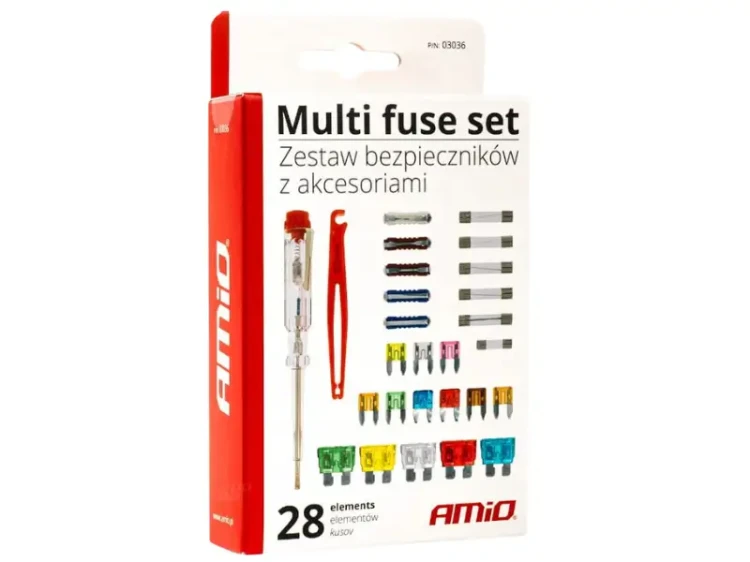 Bezpieczniki samochodowe - zestaw z chwytakiem 28 elementów