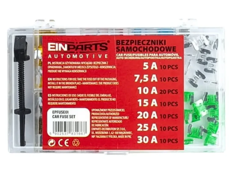 Bezpieczniki niski profil zestaw 80 szt. z chwytakiem