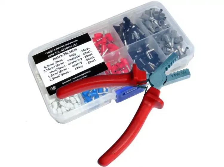 Zestaw końcówek kablowych i zaciskarka 250 sztuk