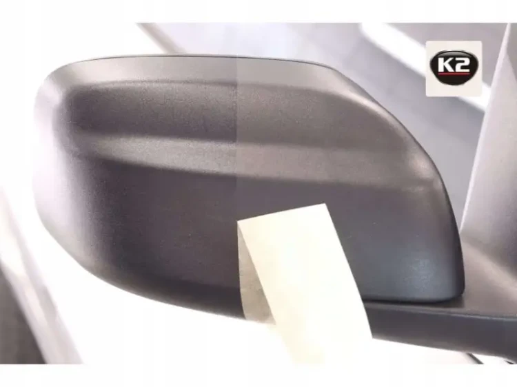 K2 Bono Black czernidło do opon gumy plastików porównanie przed i po zastosowaniu