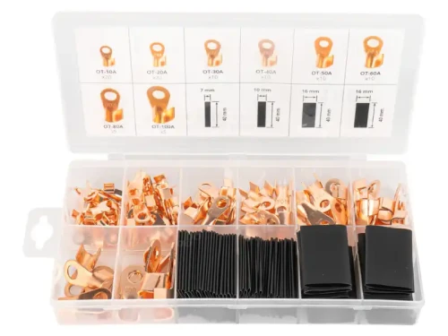 Konektory oczkowe miedziane - zestaw 180 elementów - 1