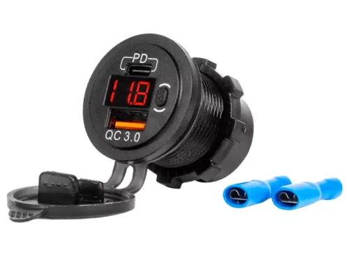 Ładowarka samochodowa USB QC 3.0 + woltomierz 04222