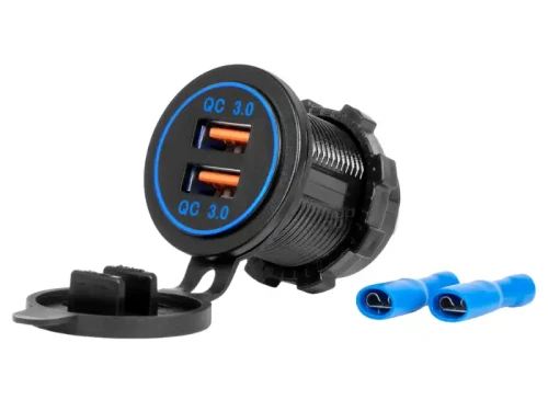 Ładowarka samochodowa 2 X USB QC 3.0 niebieska 04218